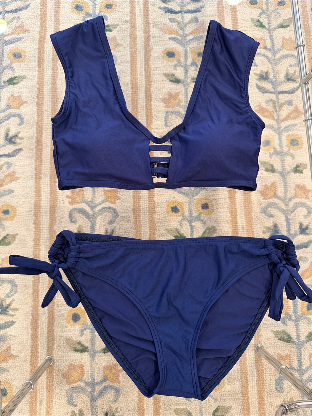 Splendid Navy Two-Piece Bikini with Strappy V-Detail